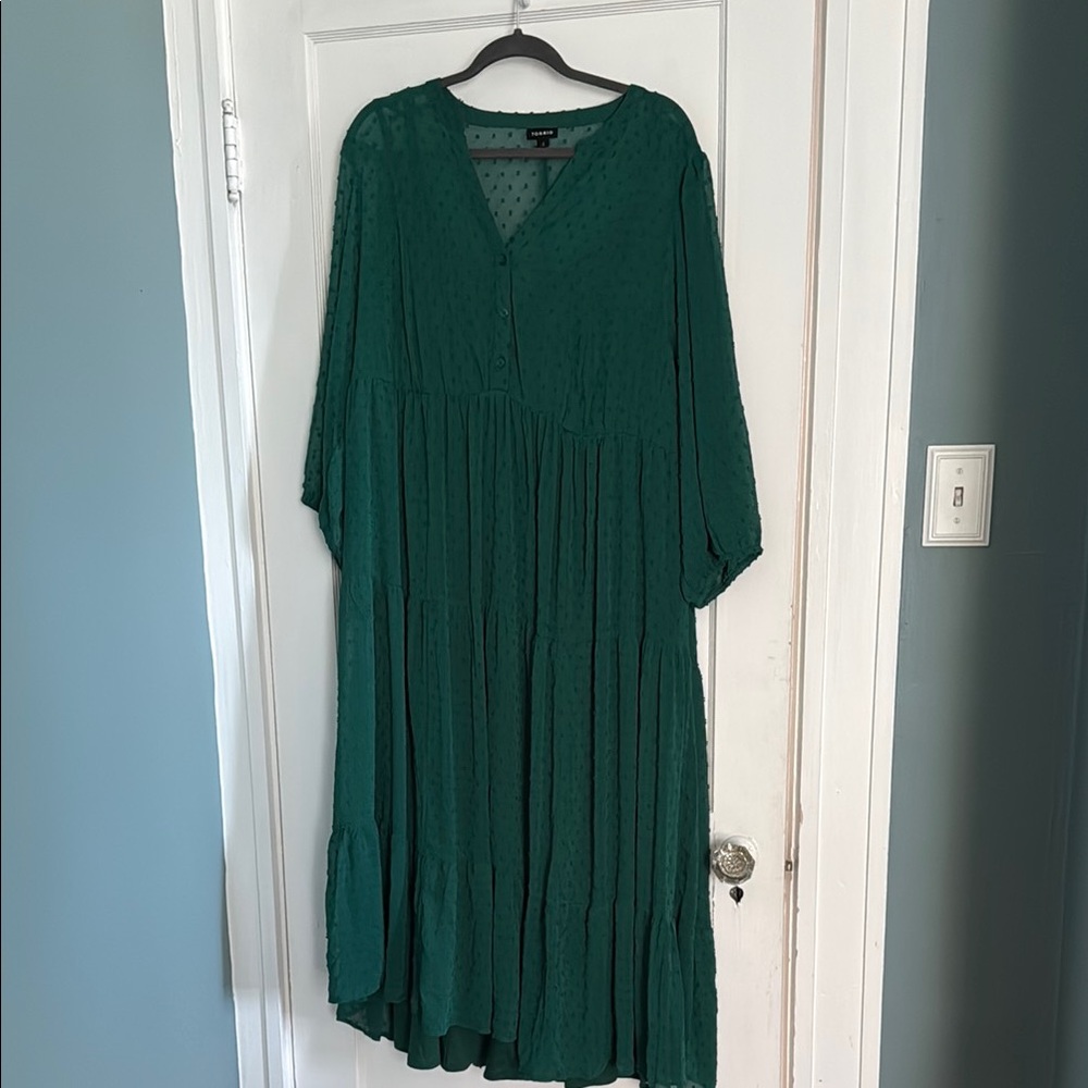 Torrid Green Long Sleeve V-Neck Sundress